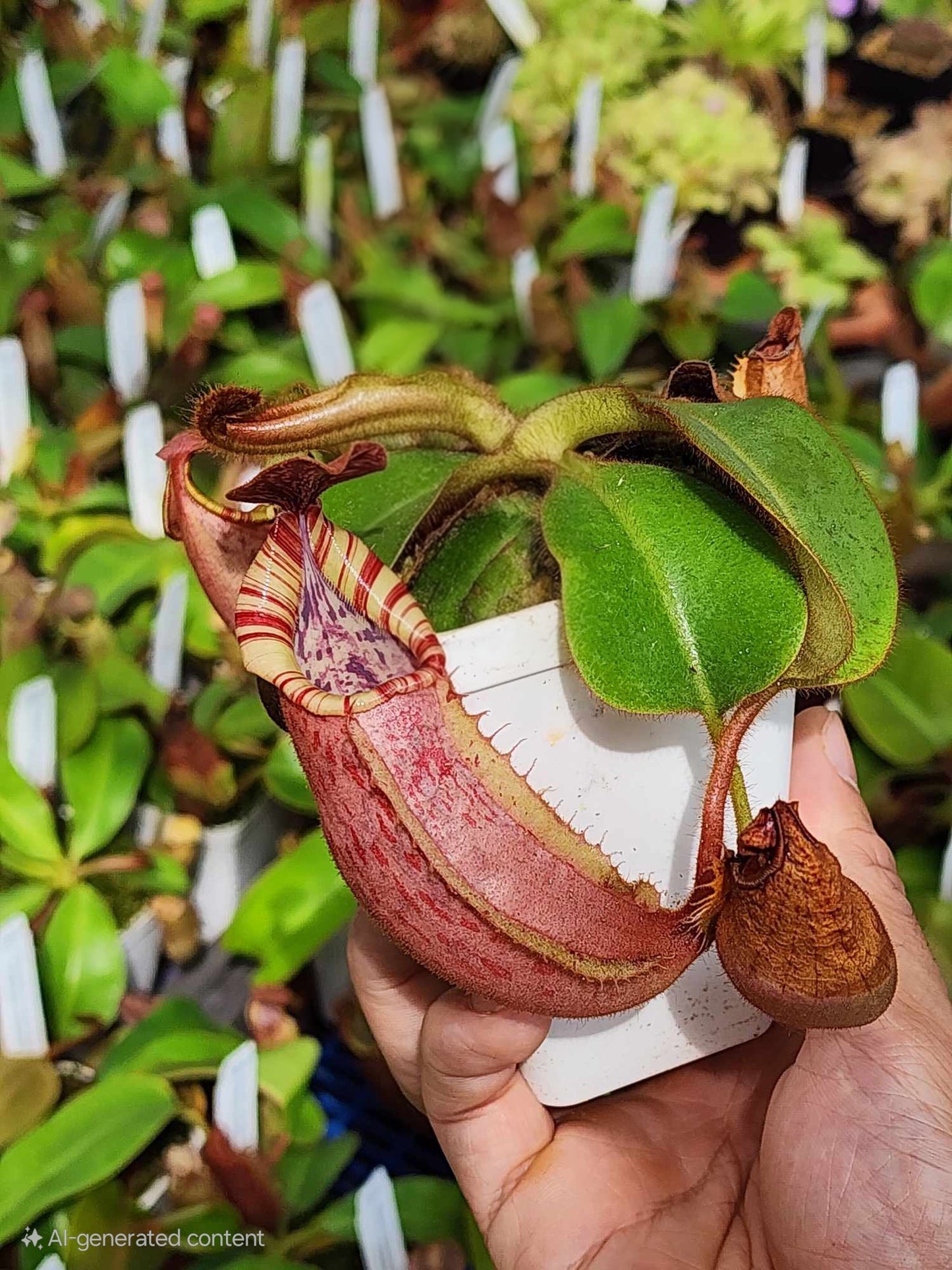 Nepenthes veitchii 'Pretty Orange' x 'Candy Dreams' - Intermediate Tropical Pitcher Plant